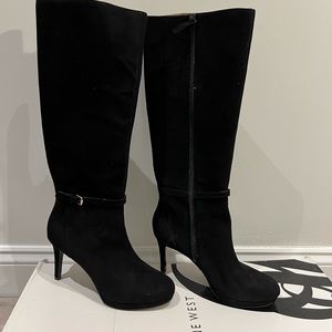 Nine West Califa Black Suede Platform Stiletto Boots New with tag Size 8